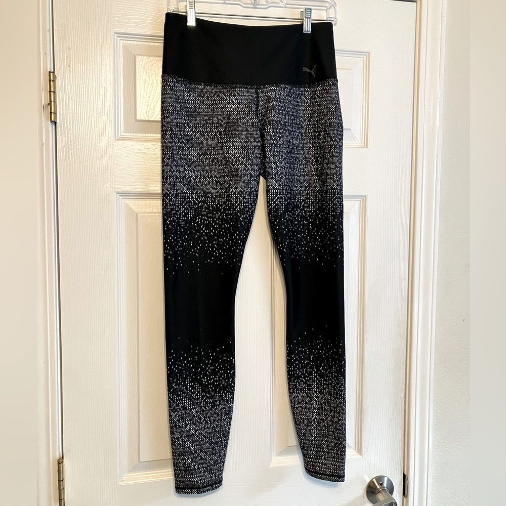 Puma long length high waist athletic speckled dots gradation print leggings L